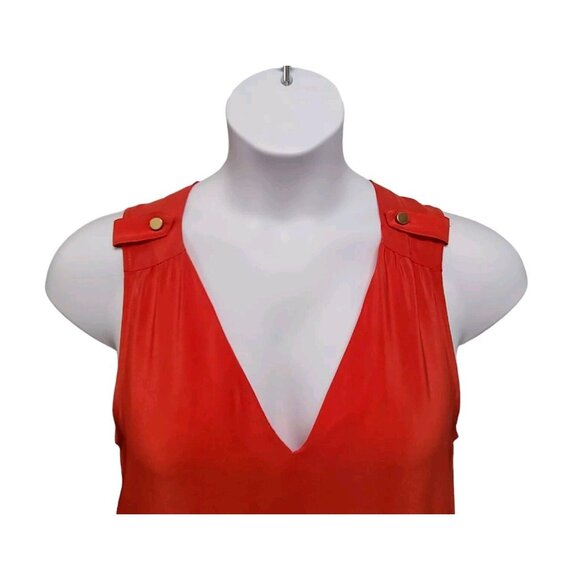 Amanda Uprichard Dress Womens Medium Orange Silk Sleeveless Drop Waist C… - Picture 3 of 7